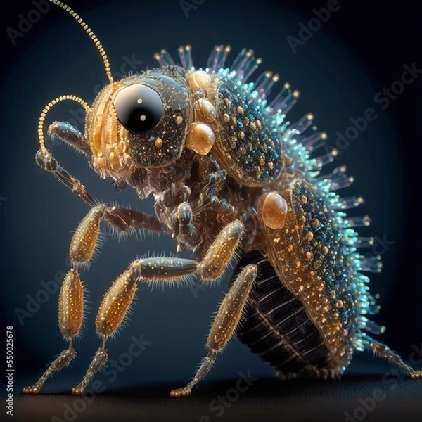 Obraz a microscope view of a sequin encrusted flea