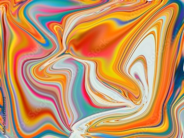 Obraz Glowing particles liquid dynamic flow. Trendy fluid cover design