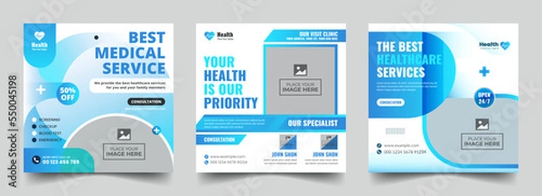 Fototapeta Healthcare social media post and medical square web banner template