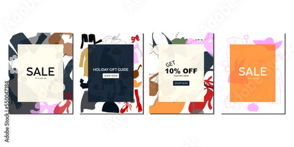 Fototapeta clearance big sale template, background design with clothes drawing