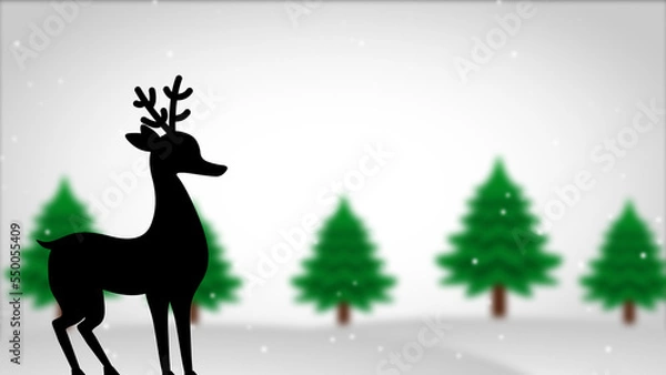 Fototapeta deer standing on blur christmas background