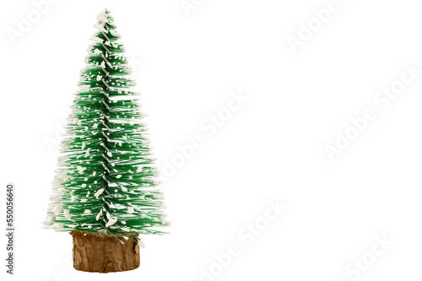 Obraz Small green christmas tree on a white background  with a clipping path inside