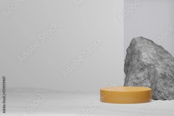 Fototapeta Circular base 3D glass and stone realistic empty display podium for product placement scene presentation background