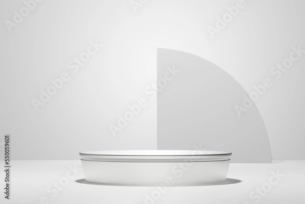 Fototapeta Circular base 3D round realistic empty display podium for product placement scene presentation background