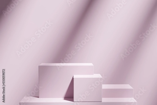 Fototapeta Cube base 3D realistic illuminated shadow empty display podium for product placement scene presentation background