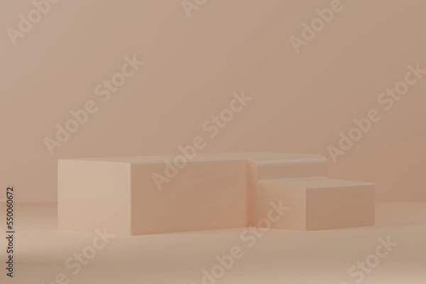 Fototapeta Realistic 3D podium Cream background minimalist empty product placement for display scene presentation