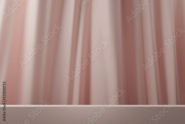 Fototapeta Realistic curtain background 3D empty display podium for product placement scene presentation background