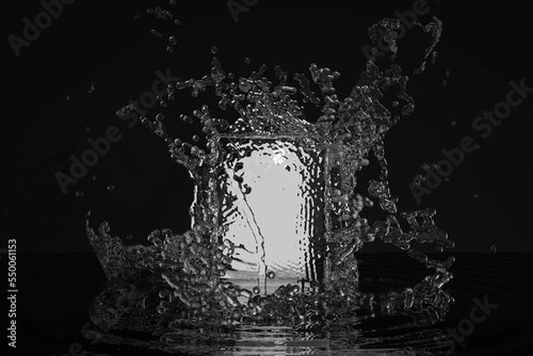 Fototapeta Realistic water splash background 3D bubble empty product placement for display scene presentation