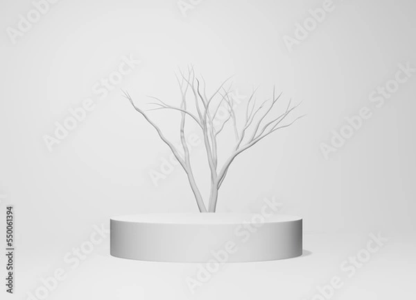 Fototapeta Rock base 3D yellow stone realistic empty display podium for product placement scene presentation background