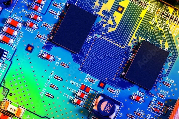 Obraz Electronic circuit board close up.	
