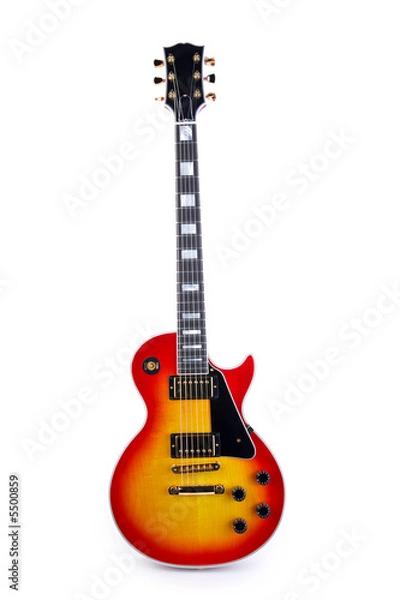 Fototapeta red and orange custom rock guitar isolated on white background