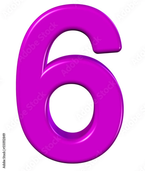 Obraz Number 6 in 3d pink color