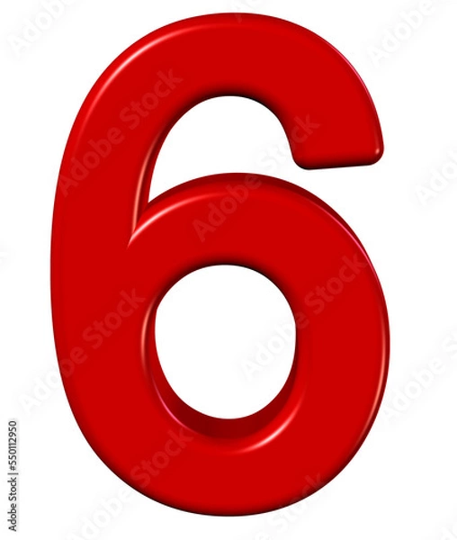 Obraz 3d red number 6
