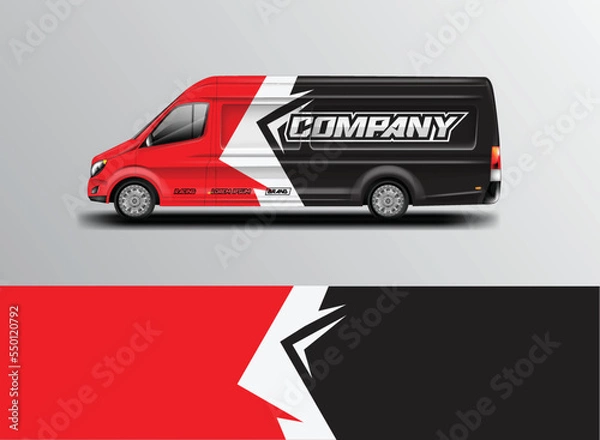 Fototapeta Car wrap design vector  background livery for van 