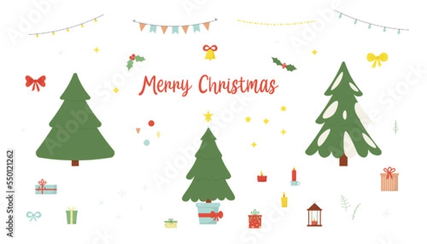 Fototapeta Set with Christmas elements. Winter holidays collection.