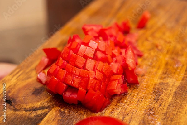 Obraz diced tomatoes ready to cook