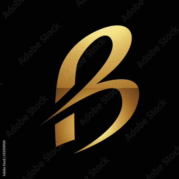 Fototapeta Golden Letter B Symbol on a Black Background - Icon 4