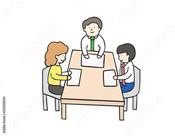 Fototapeta ミーティングをするビジネスマンたちのイラスト