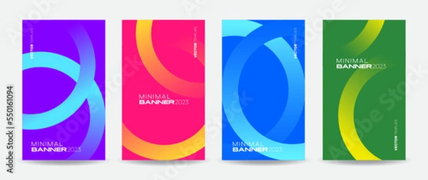Obraz Set of colorful banners. Abstract design template with gradient color composition for business promotions, web pages, events, and social media. Vector, 2023