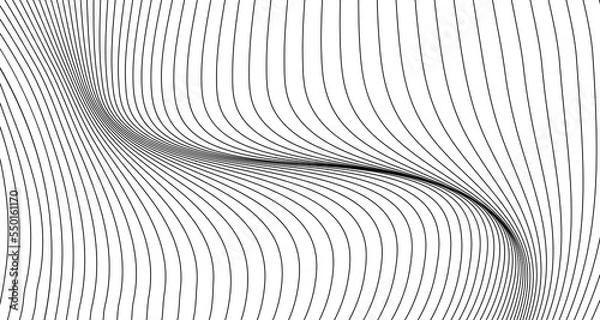 Fototapeta Abstract wavy lines background. Minimal monochrome stripe texture. Trendy black lines pattern background.