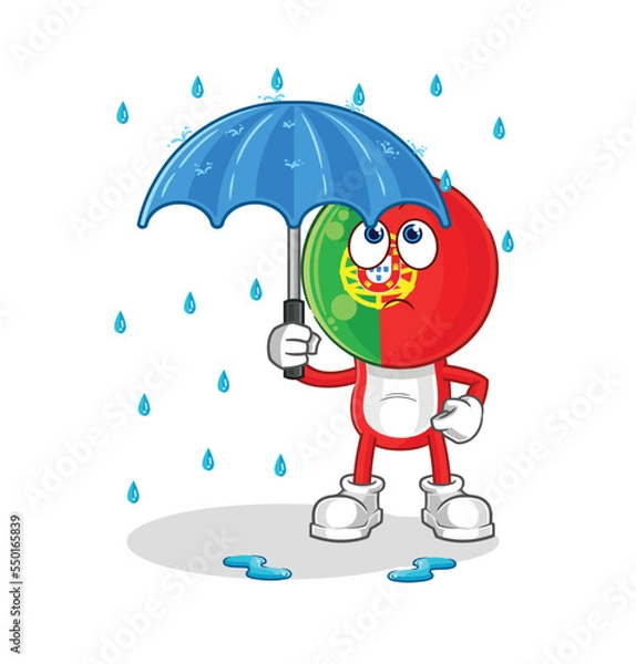 Fototapeta portugal holding an umbrella illustration. character vector