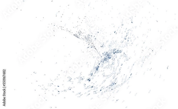 Obraz 3d water splash transparent, clear blue water scattered around isolated. 3d render illustration
