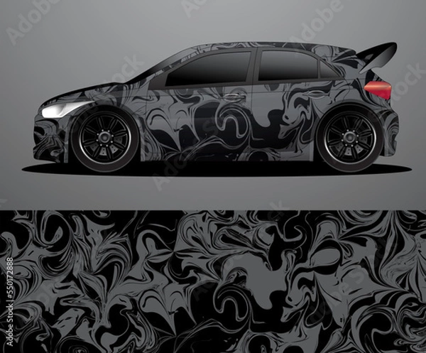 Obraz Rally car decal graphic wrap vector, abstract background