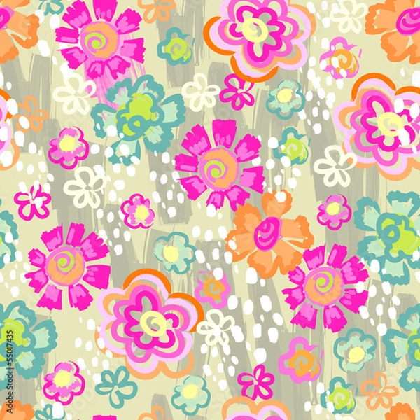 Fototapeta painted neon floral background