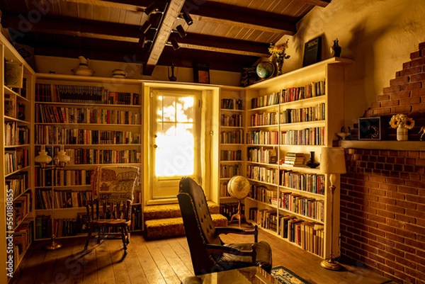 Obraz Old books in a warm library