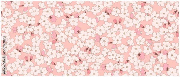 Fototapeta 桜の花のシームレスなパターン手描き

