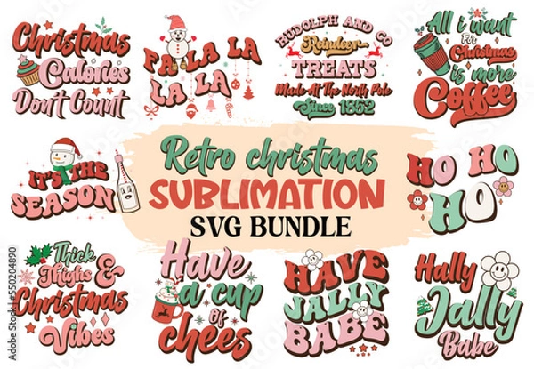 Obraz Retro Christmas Sublimation SVG Bundle