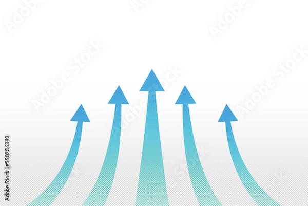 Fototapeta 上昇するイメージの矢印で構成した鮮やかなグラデーションとドットの背景イラスト