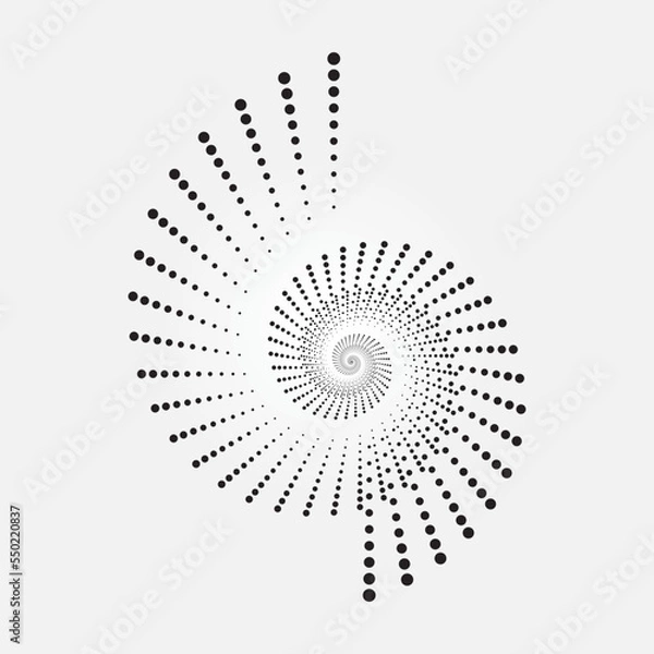 Fototapeta Halftone swirl circular design element. Fabric design element. Halftone circle dots texture. Vector design element for various purposes.