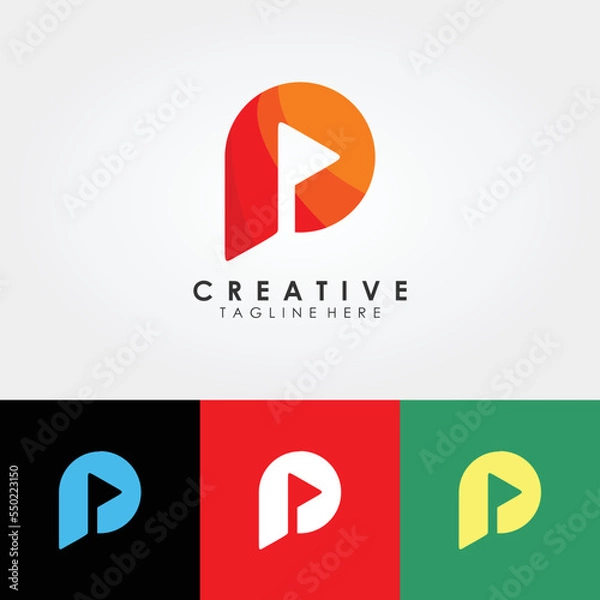 Fototapeta Corporate branding logo design template, abstract design with shape resembling letter P