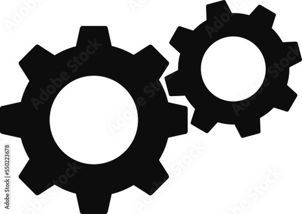 Fototapeta Connected working gears icon - Cog wheels flat style illustration isolated