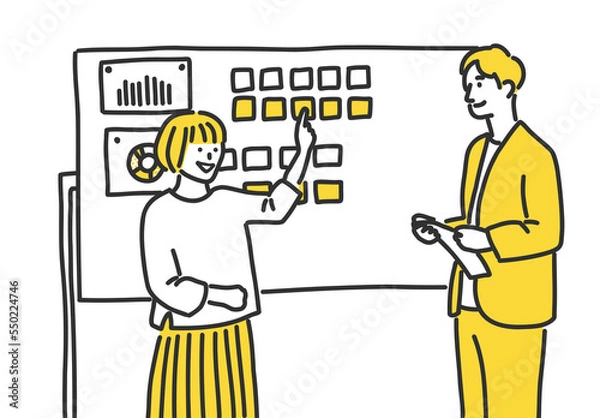 Obraz 会議中のビジネスマンのイラスト