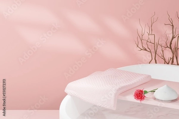 Fototapeta Bathtub base 3D foam skincare realistic empty display podium for product placement scene presentation background