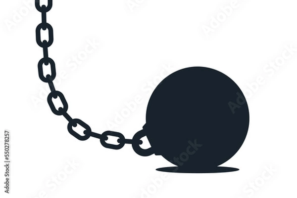 Fototapeta Ball and chain vector concept isolated on white