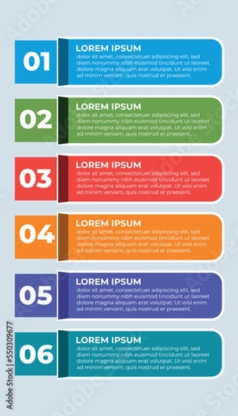 Fototapeta 6-steps Business infographic template, vector information text, Modern Infographic Vector Template, timeline process infographic template design
