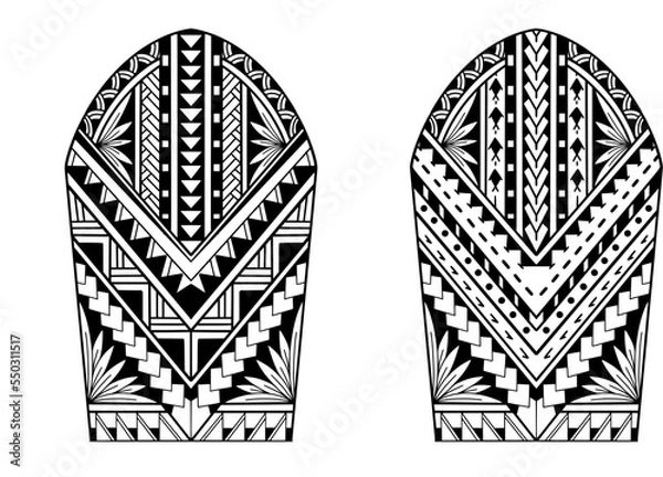 Fototapeta Wrap around arm polynesian tattoo set design. Pattern aboriginal samoan. illustration EPS10