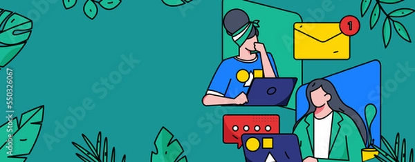 Fototapeta Flat vector concept operation illustration of people working in business
