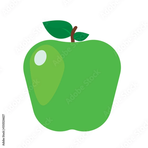 Fototapeta Green sweet apple. Shiny apple vector illustration. Healthy diet. Fresh fruit. Nutritious diet with fresh apple fruit. 