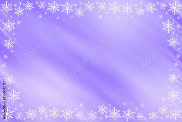 Obraz Winter violet gradient background with diagonal slanted waves and white snowflakes on the top, bottom, sides, along the contour. Wonderful congratulation, invitation, message for Christmas, New Year.