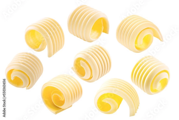 Obraz Butter curls rolled up, singles,  isolated png