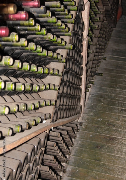 Obraz Wine rack in an old cellar