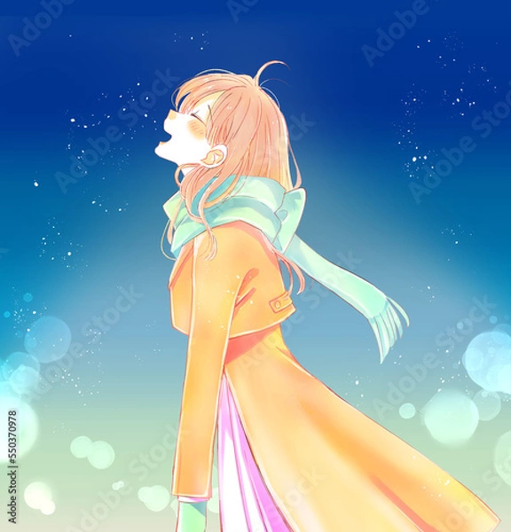 Fototapeta 幸せそうな冬の女性