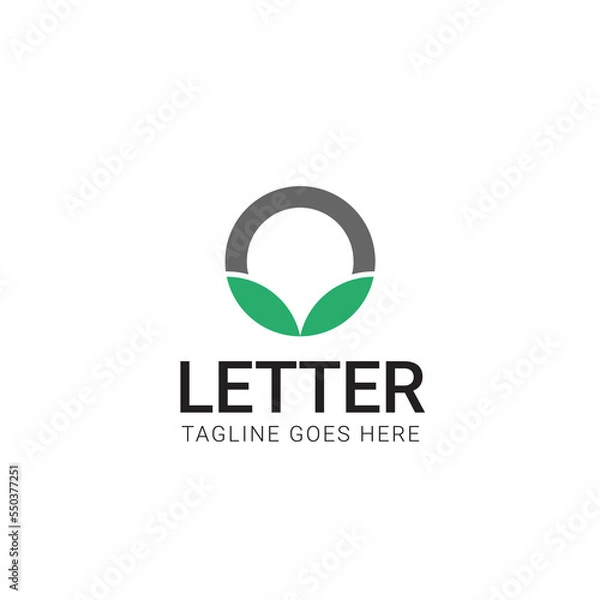 Obraz Letter O plus two leaf, leaves logo