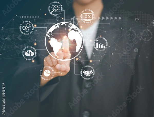Fototapeta Cloud Computer technology.Internet of things,technology big data,business strategy, digital transformation change management,cloud transfer network of Data,cybersecurity,Ai technology.