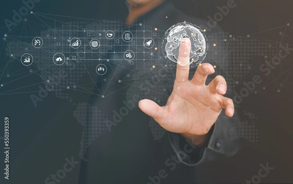 Obraz Cloud Computer technology.Internet of things,technology big data,business strategy, digital transformation change management,cloud transfer network of Data,cybersecurity,Ai technology.