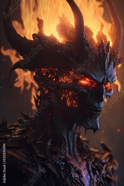 Fototapeta Unreal demonic character lighted with fire